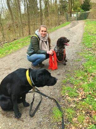 Ich mit zwei meiner Pflegehunde