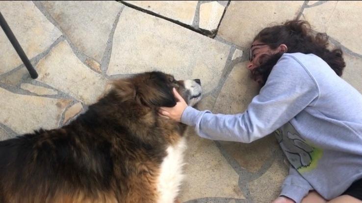 Me taking care of my friend‘s dog!